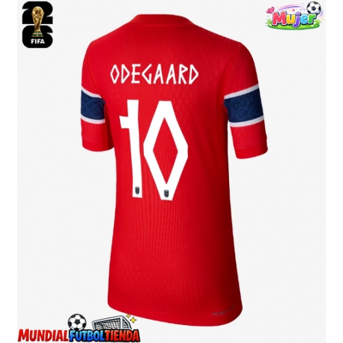 Camiseta Noruega Martin Odegaard #10 Primera Equipación Replica Mundial 2026 para mujer mangas cortas